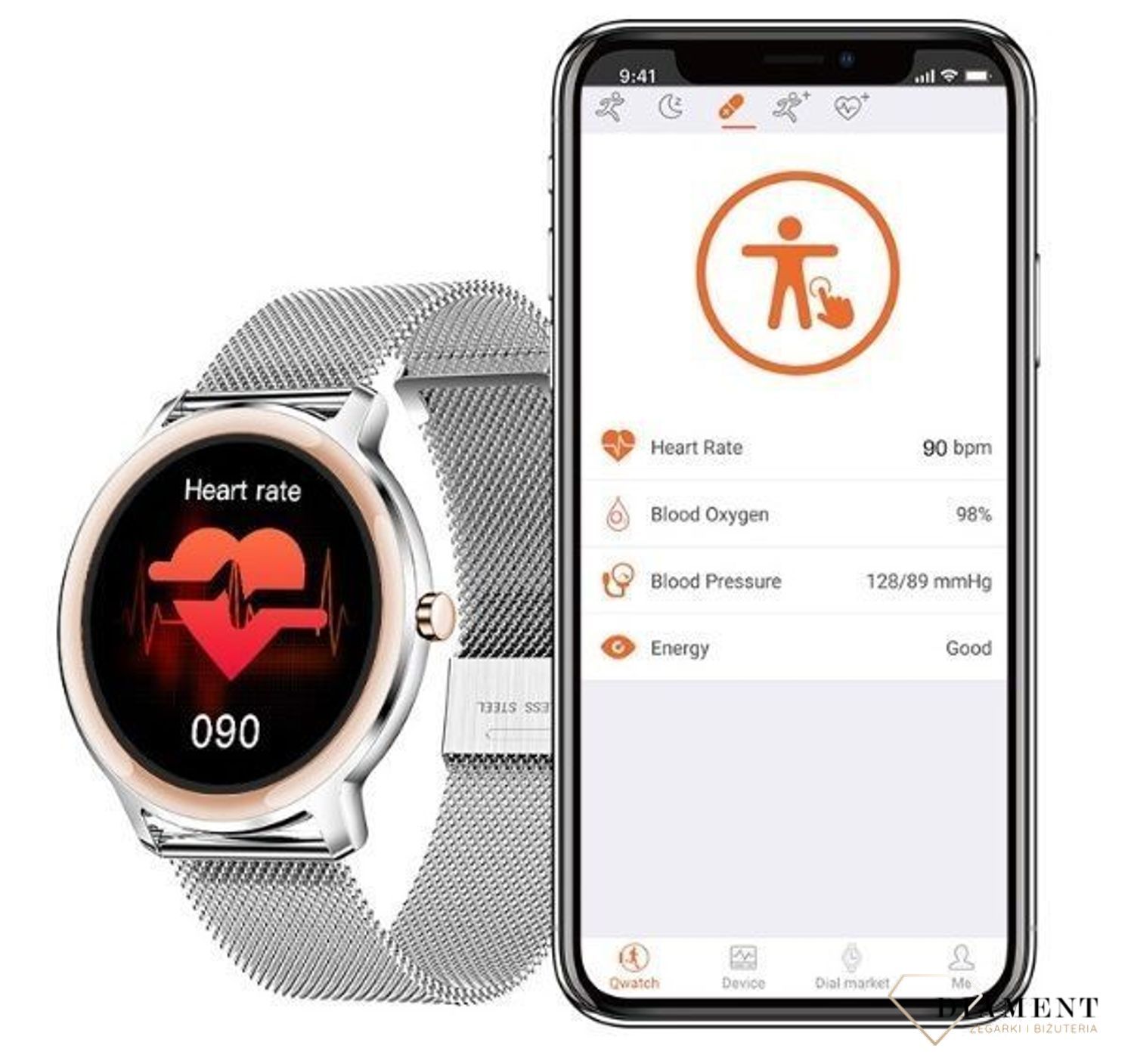 Smartwatch Rubicon na bransolecie Super Slim 9 mm srebrny RNBE66 (5).jpg
